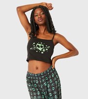 Skinnydip Black Cami Pyjama Set with Alien Print
